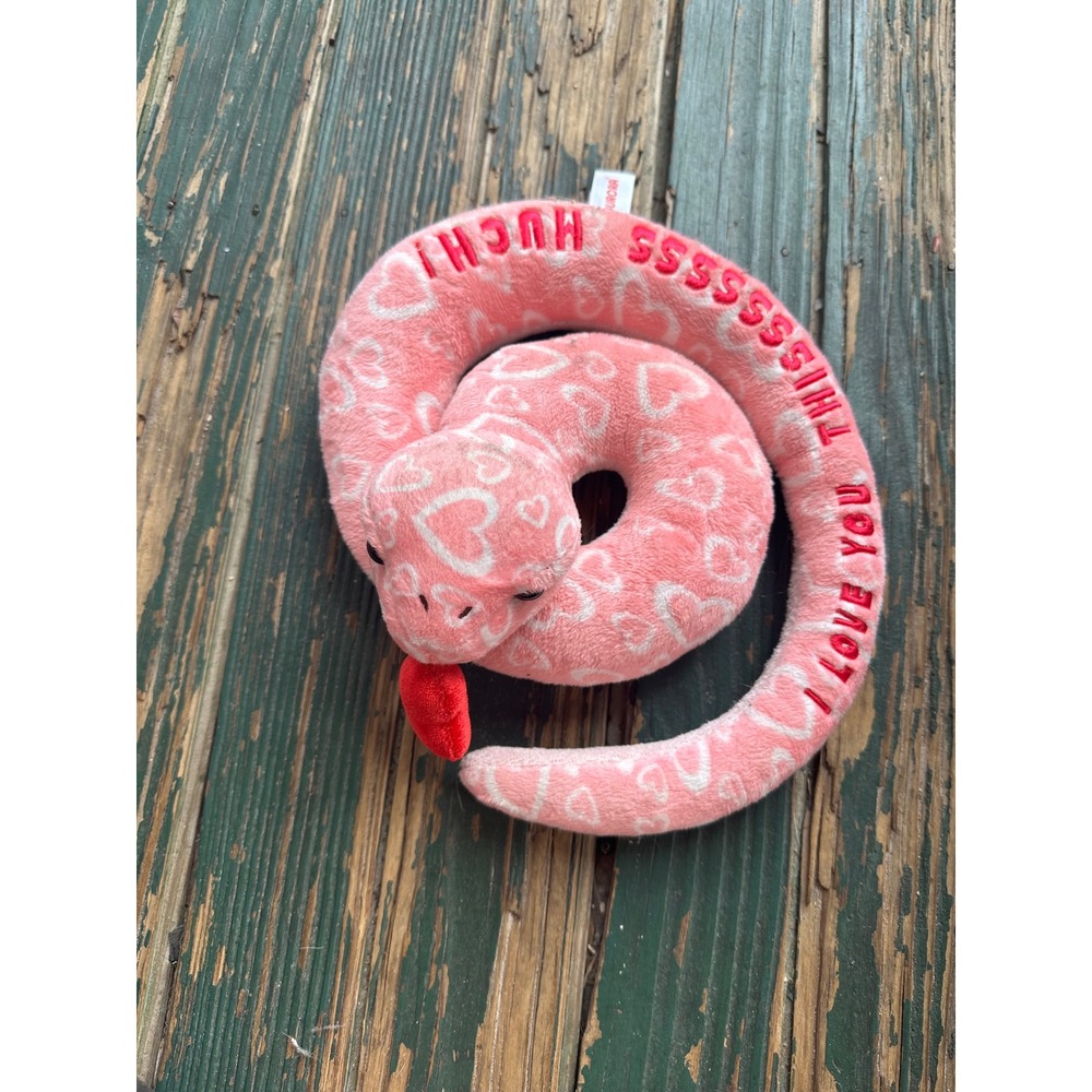 Aurora Pink Heart Snake Plush I Love You Thisss Much Valentine Stuffed Animal